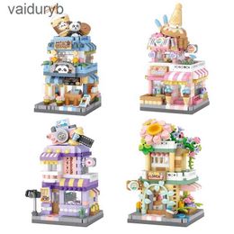 Blocks City Strt View Building Block Set DIY Ice Coffee Flower Shop Model Toys are an ideal choice for home decoration and holiday gifts H240531