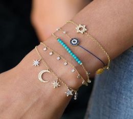 165cm extend chain 2018 christmas gift Jewellery Micro pave cz moon northstar star charm dangle charming moon star bracelet8910573