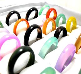 whole lots 50pcs smooth surface cute ring punk finger ring colorful men women039s agate stone Rings5229592