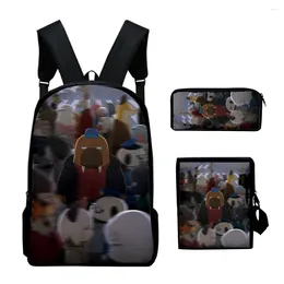 Backpack Harajuku Cool Qiqiao Taxi 3D Print 3pcs/Set Pupil School Bags Laptop Daypack Inclined Shoulder Bag Pencil Case