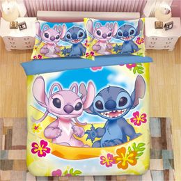 Bedding Sets Stitch Set For Kids Duvet Covers Single Size Bedspread Bedroom Decoration Twin Double Bed Pillow Cases Queen King 3pcs