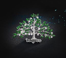 Pins Brooches Luxury Female Crystal Wishing Tree Brooch Charm Gold Silver Colour Jewellery For Women Cute Pin Dress Coat Accessories7721977