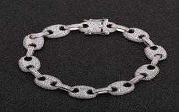 Zircon Bead Chain Bracelet Tennis Copper Material Gold Silver Colour Bling CZ Men Hip hop Bracelets3008511
