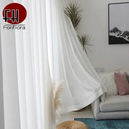 Modern White Thick Tulle Curtains For Living Room Sheer Curtain Bedroom Window Custom Size Readymade Rideaux Pour Le Salon 240521