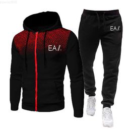 Brand New Tracksuit Mens Stitching Fashion Casual Track Suit Polyester Fabric Zipper Cardigan Sportswear and Sports Pants P20B