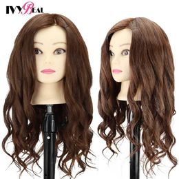 Mannequin Heads 85% Real Human Hair Mannequin Head For Hair Training Styling Professional Hairdressing Cosmetology Dolls Head For Hairstyles Q240530