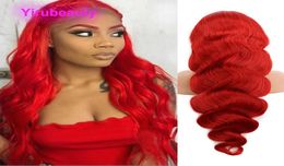 Brazilian Human Virgin Hair Red 13X4 Lace Front Wig Body Wave Pure Color Yirubeauty 150 210180 Density9103415