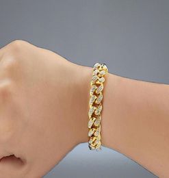 Mens Hip Hop Gold Bracelets Jewelry Simulated Diamond Iced Out Chain Bracelets Miami Cuban Link Chain Bracelet1554093