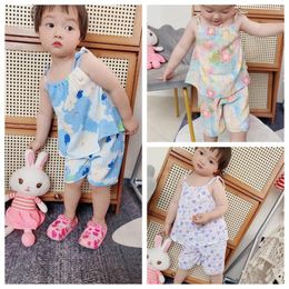 Clothing Sets Summer Costume Teen Girls Floral Suits Casual Loose Full Printing Sun-top Shorts Toddler Design Fashion Soft Two Piece