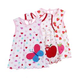 0-1 Years Summer Baby Girl Clothes Cartoon Pattern Sleeveless Vest Cotton Princess Dress Girls' Clothing Random Style L2405