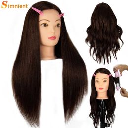 Mannequin Heads 85%Real Human Hair Female Mannequin Head For Hair Training Styling Professional Hairdressing Cosmetology Doll Head For Hairstyle Q240530