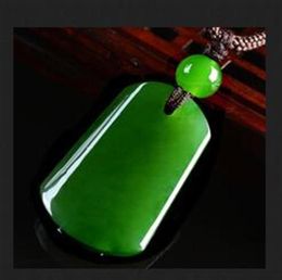 Natural green jade pendant necklace square jade pendants necklaces for men women jadeite jade Jewellery necklace women send chain 4 9269653