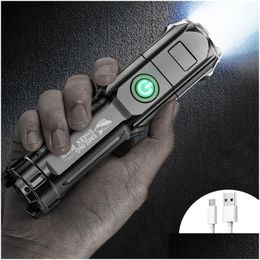 Flashlights Torches Strong Lights Portable Flashlight High-Power Usb Rechargeable Zoom Highlight Tactical Outdoor Lighting Led Flash L Otxzs