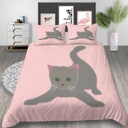 Bedding Sets Pet Animal Series Printing Solid Color Background Cute Duvet Cover Single Double King Size Soft For Girls/Boys