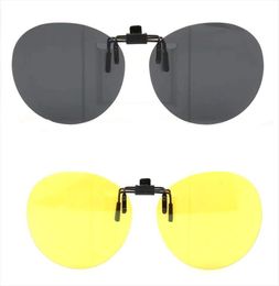 Clip On Polarised Round Sunglass Lenses Flip Up Men Women Fashion Uv Protection Classic Driving Nightvision Fishing Black8410467