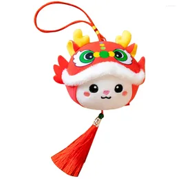 Decorative Figurines 2024 Year The Dragon Plush Ornament Hanging Chinese Zodiac Stuffed Animal Decoration Lucky Mascot Doll