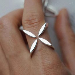 Cluster Rings 925 Sterling Silver Unique Ring For Women Jewelry Finger Adjustable Vintage Cross Flower Party Birthday Gift