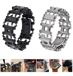29 in 1 Multifunction Tread Bracelet Outdoor Bolt Driver Tools Kit Travel Friendly Wearable Multitool Stainless Steel Hand Tools Y3143936