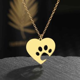 Pendant Necklaces Stainless Steel Necklaces Heart Cartoon Dog Paw Fashion Pendants Chain Choker Aesthetic Necklace For Women Jewellery Girl Gifts S2453102