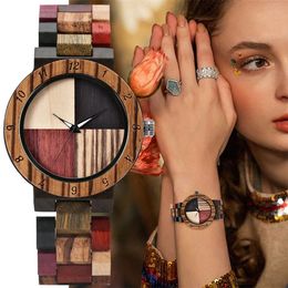 Top Luxury Brand Ladies Full Wood Colour Watch Fashion Quartz Wristwatches Bracelet Couple Birthday Gift for Women 240531