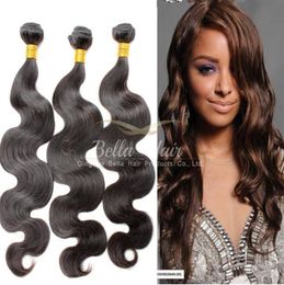BellaHair Human Hair Dyeable Bleachable 9A Bundles Peruvian Weave Extensions Natural Black Colour Double Weft 34PCS Body Wave1154261