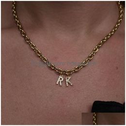 Pendant Necklaces Classic Inlaid Zircon Letter Initial Pendant Necklace Women Fashion Jewelry Gift Drop Delivery Dhsnw