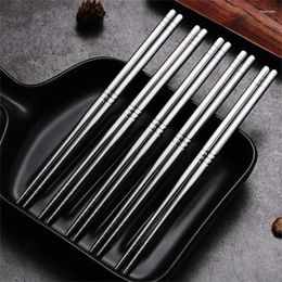Chopsticks 5Pairs Chinese Stainless Steel Non-slip Kits Reusable Sushi Sticks Kitchen Tools