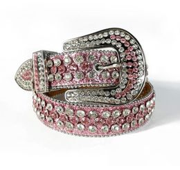 Custom Made Western Rhinestone Belt Cowgirl Bling Bling Crystal Studded Leather Belt Pin Buckle For Women6246149
