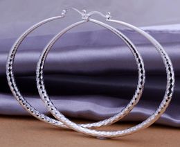 s 925 Silver Elegant Round Large Size Women Hoop Earrings Fashion Costume Jewellery Big Trendy Earring for Women9348791