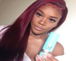 Human Hair Wig 99J Brazilian Burgundy Red Lace Front Wigs Virgin Brazilian Natural Straight Human Full Lace Wigs For Black Women8580235