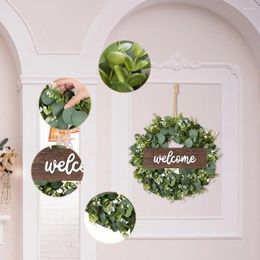 Decorative Flowers Artificial Eucalyptus Leaf Christmas Wreath Decorations Faux Green Leaves Greenery For Front Door Wall Window Porch Decor