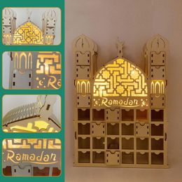 Eid Mubarak 30days Advent Calendar Box Ramadan and Eid Decorations for Home LED Wood Lights Islam Muslim Festival Party Supplies