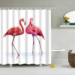 Shower Curtains Colourful Curtain Flamingo Plant Flower Pattern Bath Polyester Fibre Bathroom Decoration