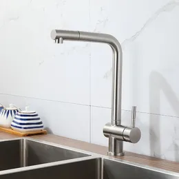 Kitchen Faucets 304 Stainless Steel Pull Faucet Nickel Wash Basin And Cold Rotating Sink Out Spout Tap