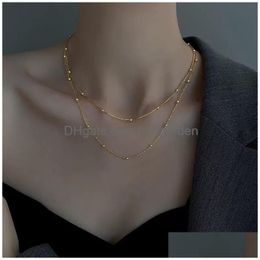 Chains 925 Sterling Sier Round Bead Snake Necklace Minimalist Charm Collarbone Chain Choker Womens Fine Jewellery Drop Delivery Dhyah