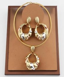 Earrings Necklace Gold Plated Jewellery Set For Women Dubai Choker Africa Fashion Italian Pendant Bridal Wedding Party Gifts2331409