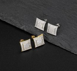 Luxury Designer Men Stud Earrings Hip Hop Jewellery Fashion Man Square Shape Earing Women Ear Ring Mens Diamond Earings Zircon Earin7617859
