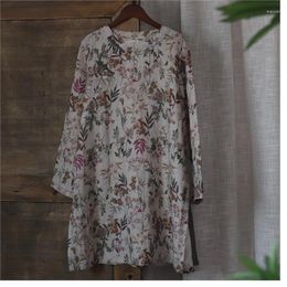 Women's Blouses Johnature 2024 Woman Spring Niche Chinese Style Linen Personality Shirt Original Buckle O-Neck Long Sleeves Vintage