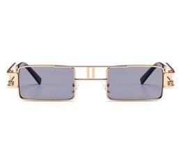 Peekaboo mens rectangular sunglasses steampunk men metal frame gold black red flat top square sun glasses for women 2018 Y2006192003199