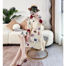 Casual Dresses Miyake Fold 2024 Spring Style High-grade French Print Dress Slimming MIDI Skirt