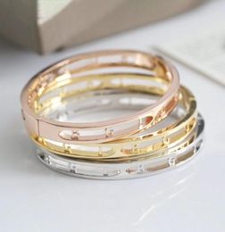 Europe America Fashion Style Men Lady Women Titanium steel Hollow Out Engraved B Initials Bangle Bracelet 3 Color4662384