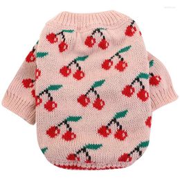 Dog Apparel Cherry Red Pet Clothes Winter Sweater For Pomeranian Puppies Small Animal XS XL Pink Cat Suit Shop Wholesale Goods