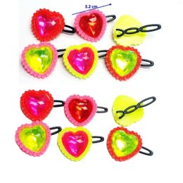 Party Favour 12 Pc Plastic Heart Gem Hair Clips Girl Kids Vending Bag Pinata Filler Supply Novelty Birthday Favours Gift Toy Wholesales