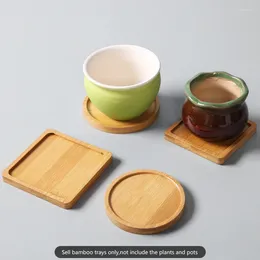 Table Mats Bamboo Tray Placemat Round Square Flower Pots Planter Wood Gardening Supply Anti-Fade Simple Elegant Design Holder Home Decor