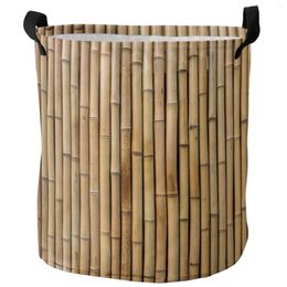 Laundry Bags Bamboo Retro Shabby Plant Dirty Basket Foldable Waterproof Home Organizer Clothing Children Toy Storage
