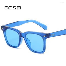 Sunglasses Fashion Square Candy Colour Women Retro Rivets Trending Men Shades UV400 Orange Blue Sun Glasses