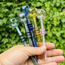 500pcs 14cm Colourful Pyrex Glass Oil burner pipe transparent Glass Oil Burner Pipe glass Smoking pipes water Hand pipes