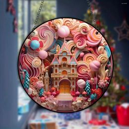 Decorative Figurines 1PC Castle Wall Art Decor Hanging Sign Round Indoor Outdoor Window Acrylic Welcome Plate Pendant Decoration