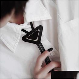 Neck Ties Tie Fashion P Inverted Triangle Classic Luxury Men Black Silk Designer Necktie Party Design Women Geometric Letter Suit 4 Dr Ottvd