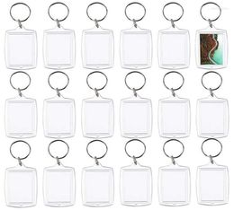 Keychains 100Pcs Po Keychain Rectangle Transparent Blank Acrylic Insert Picture Frame Keyring Key Holder DIY Split Ring7458742